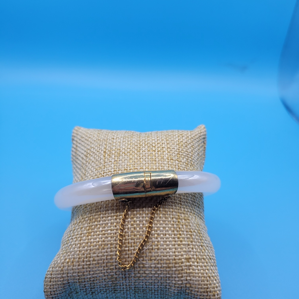 Gold Clasp White Bangle Bracelet